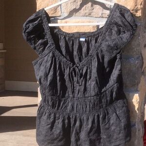 Old Navy Black Eyelet Top